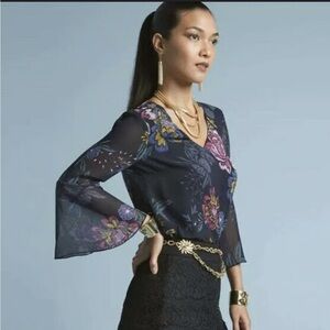 CAbi Olivia Bell Sleeve Blouse, size M